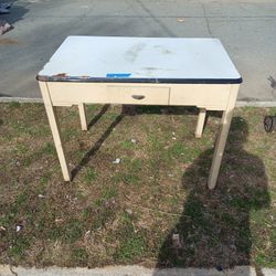Antique Enamel Top Table