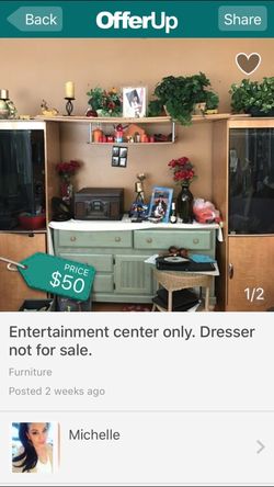 Rooms to go mint leather sofa. Dresser. Entertainment center.