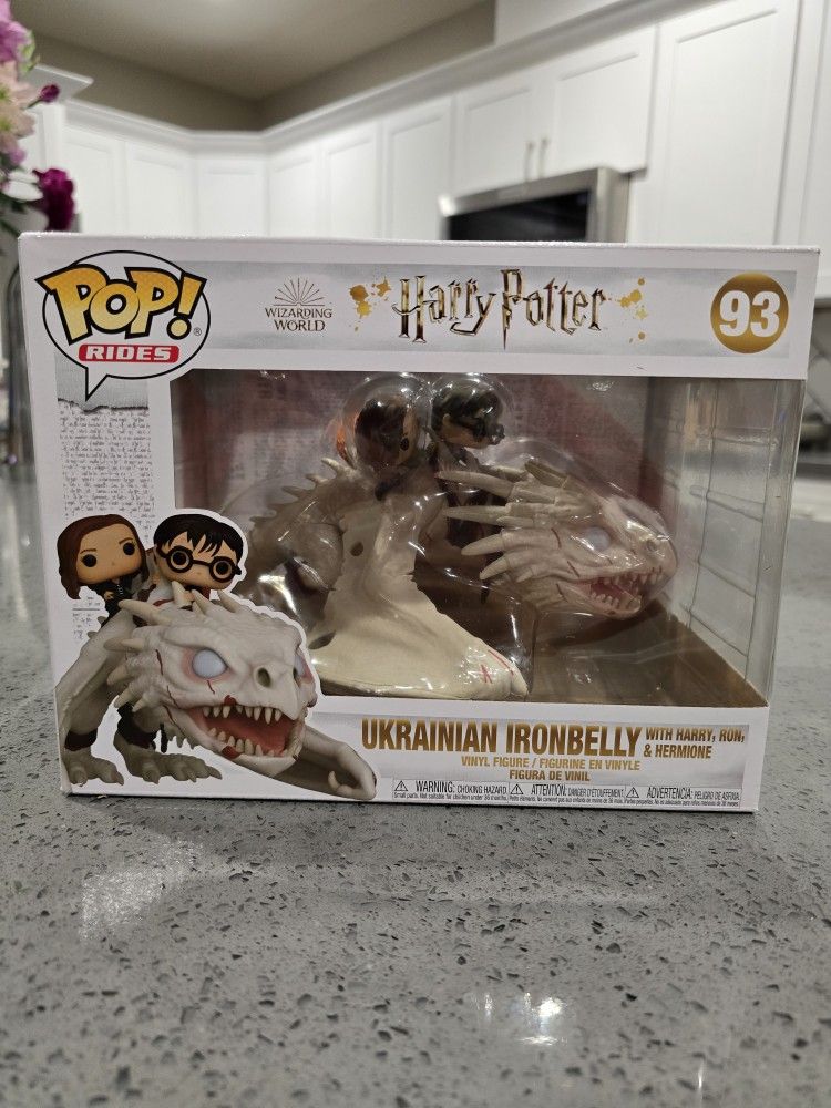 Funko Pop! Rides Wizarding World Harry Potter, Hermione, & Ron Ukranian Ironbelly - NIB