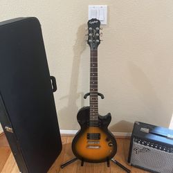 Epiphone Les Paul Sunburst W/ Hardshell Case, Fender Amp