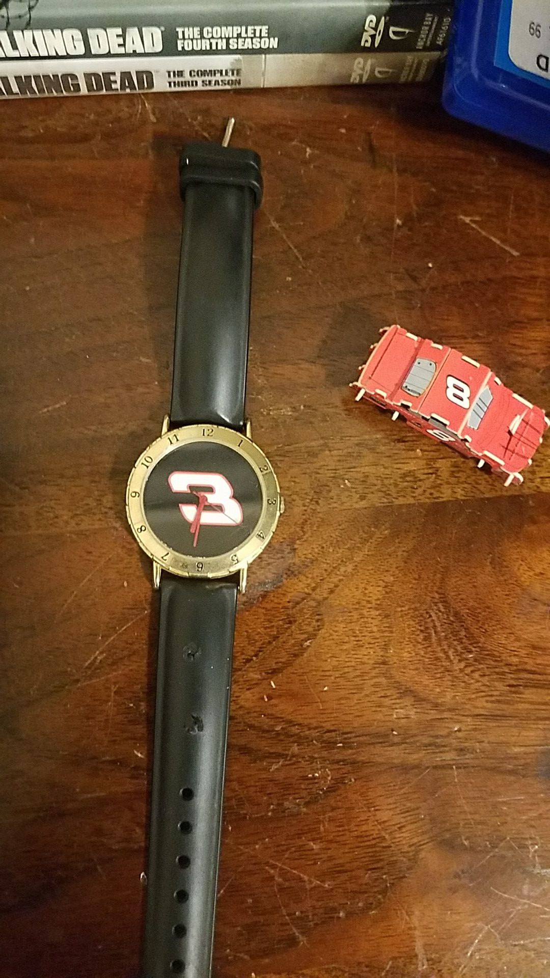 Dale Earnhardt collectible watch and Dale Earnhardt jr. Toy model car