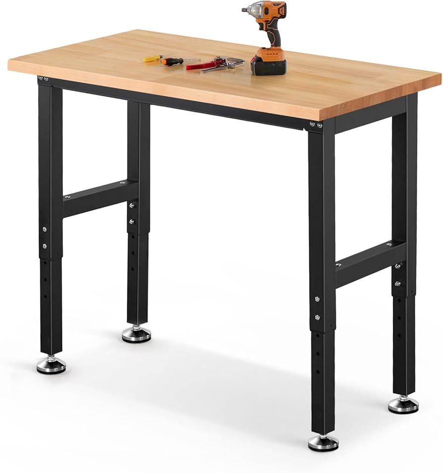 Work Bench 48 Inch Workbench for Garage Adjustable Height Heavy Duty ...