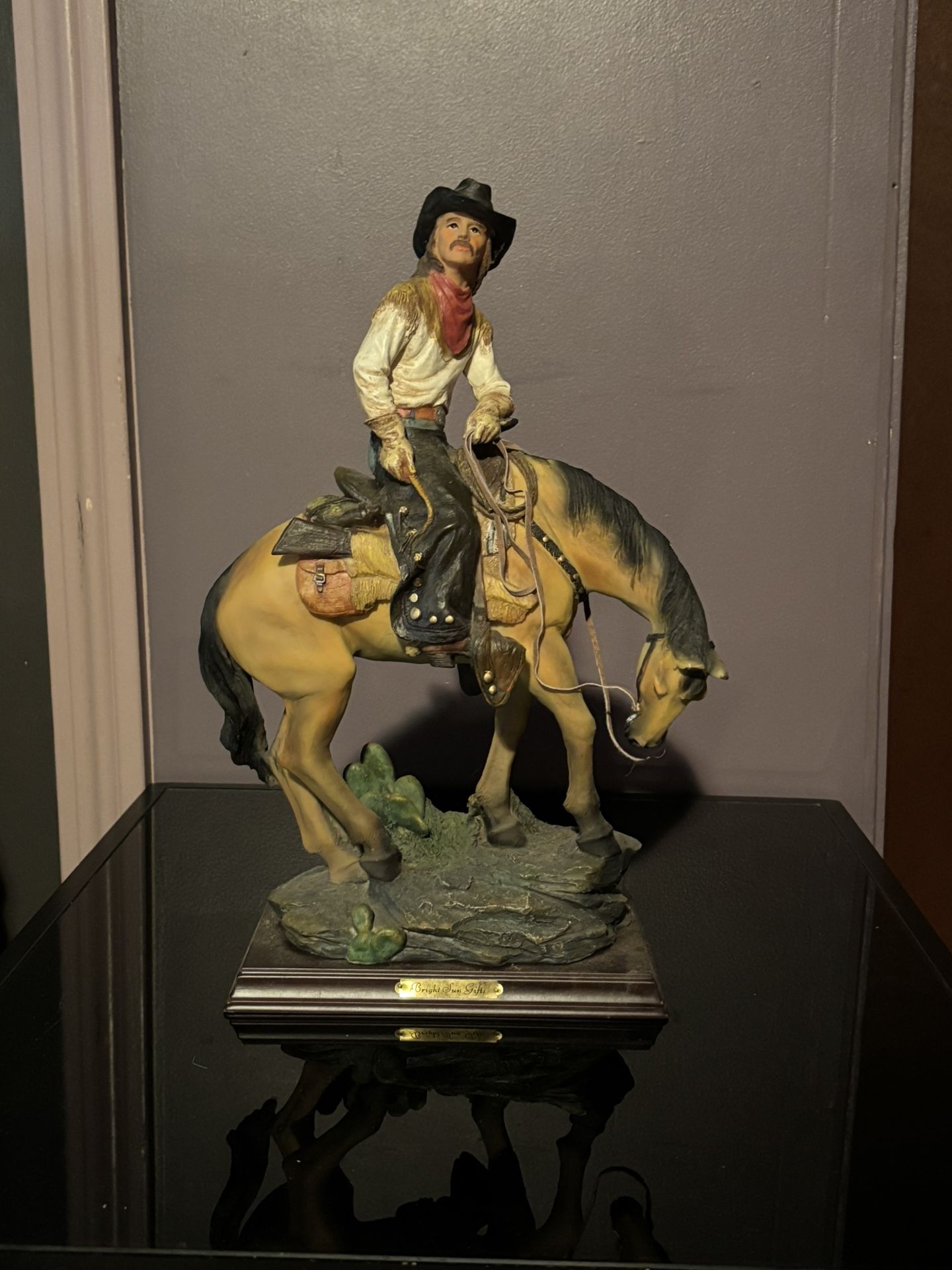 Vintage Cowboy On His Horse Figurine 15"
