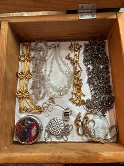 Display case with  Costume  Jewelry Bundle