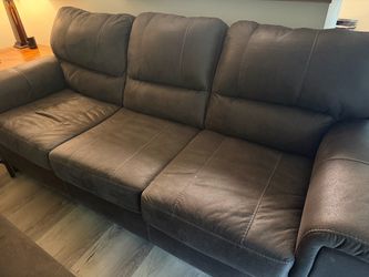 Gray Faux Leather 3-Seat Sofa