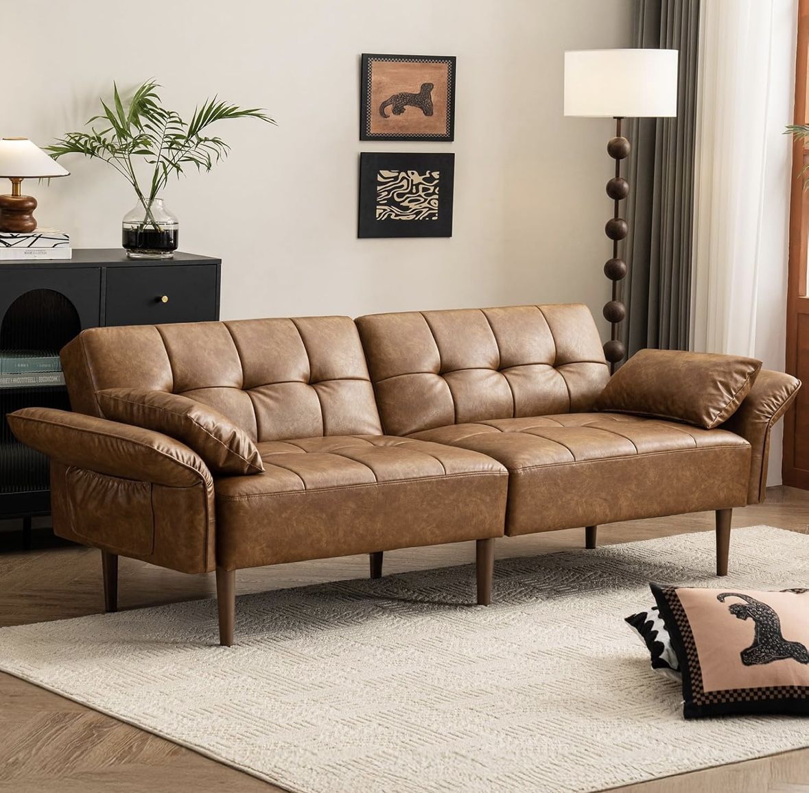 Faux Leather Sofa - Futon