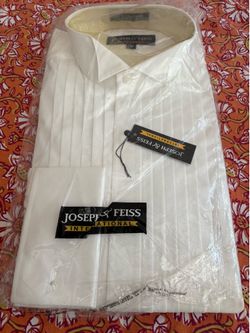 Joseph & Feiss International White Pleated Tuxedo Shirt