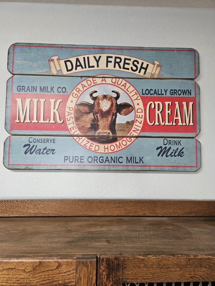 Cow Sign Picture Wood