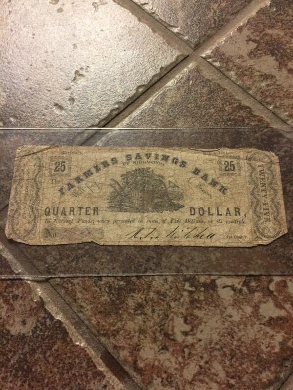 Farmers savings bank of Richmond quarter dollar