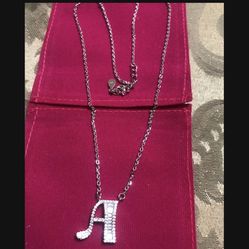 Necklace Letter "A" Sterling Silver Stamped