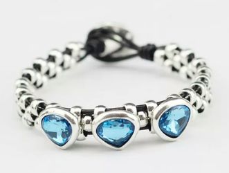 (Shipped Only) Retro Handmade Charm Crystal Bracelet