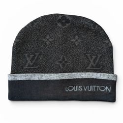 Louis Vuitton My Monogram Eclipse Gray Beanie Hat Wool M73469 LV One Size OSFA Designer / MSRP $420 USD