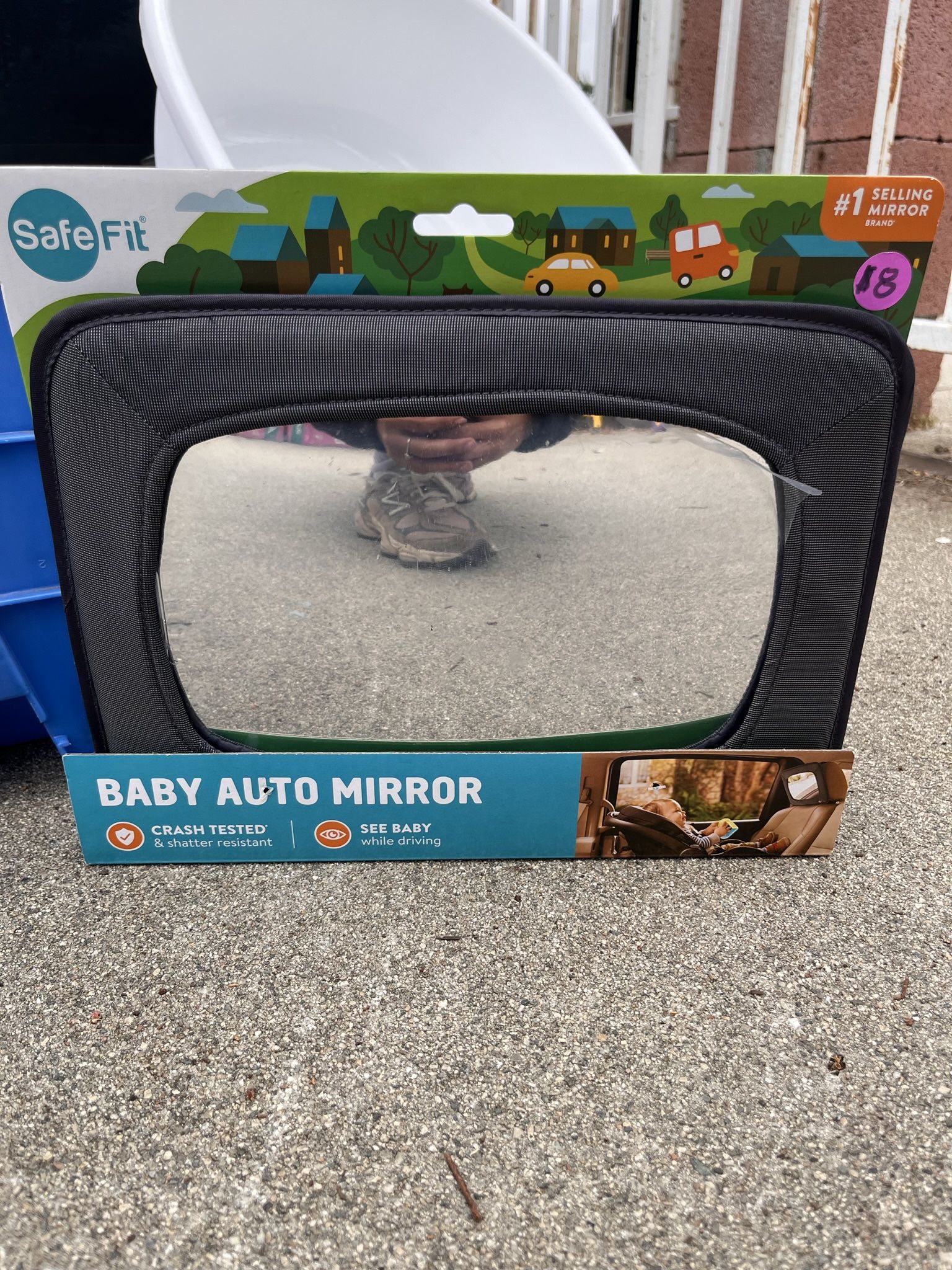 SafeFitĀ® Wide View Baby Car Mirror, Crash-Tested, Gray, Unisex