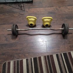 Weights And Curl Bar