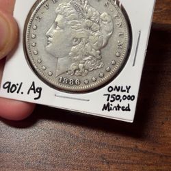 KEY DATE! 1886-S Morgan Silver Dollar. AU50+!