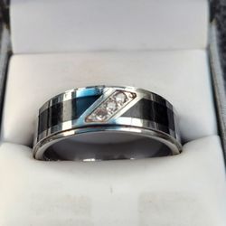 $15 Size 12 Men's Tungsten Ring With Diamonds 