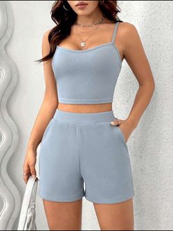 EZ WEAR Women's Solid Color Tank Top & Shorts Set *NEW*