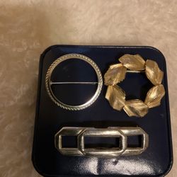Vintage Silver And Goldtone Brooches