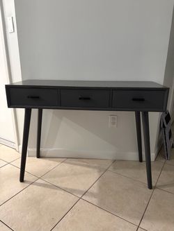 Gray Console Desk with Drawers TV Table