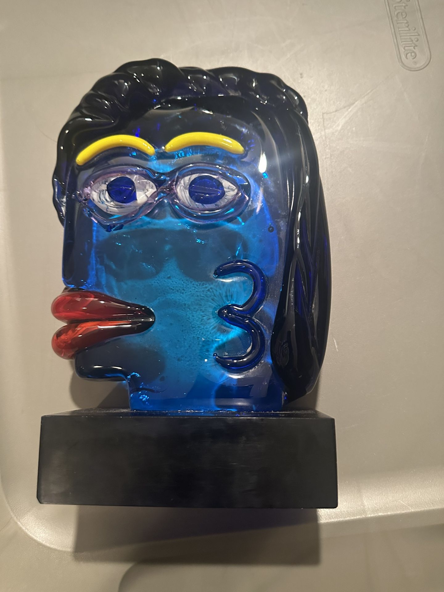 Murano Thinking Face Blue Art