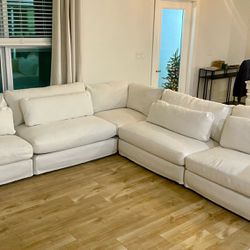 White Fabric 5 Piece Modular Sectional Couch