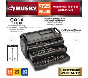 Husky
280-Piece SAE/Metric Mechanics Tool Set with Tool Box