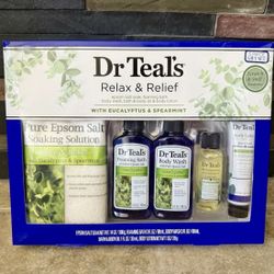 Dr Teal's Relax & Relief 5 PC Gift Set Eucalyptus Spearmint Salt FAST SHIPPING