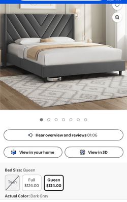 Dark Grey Queen Bed frame- NEW IN BOX