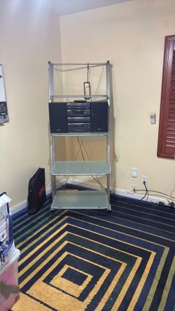 Tall metal And Glass Bookshelf