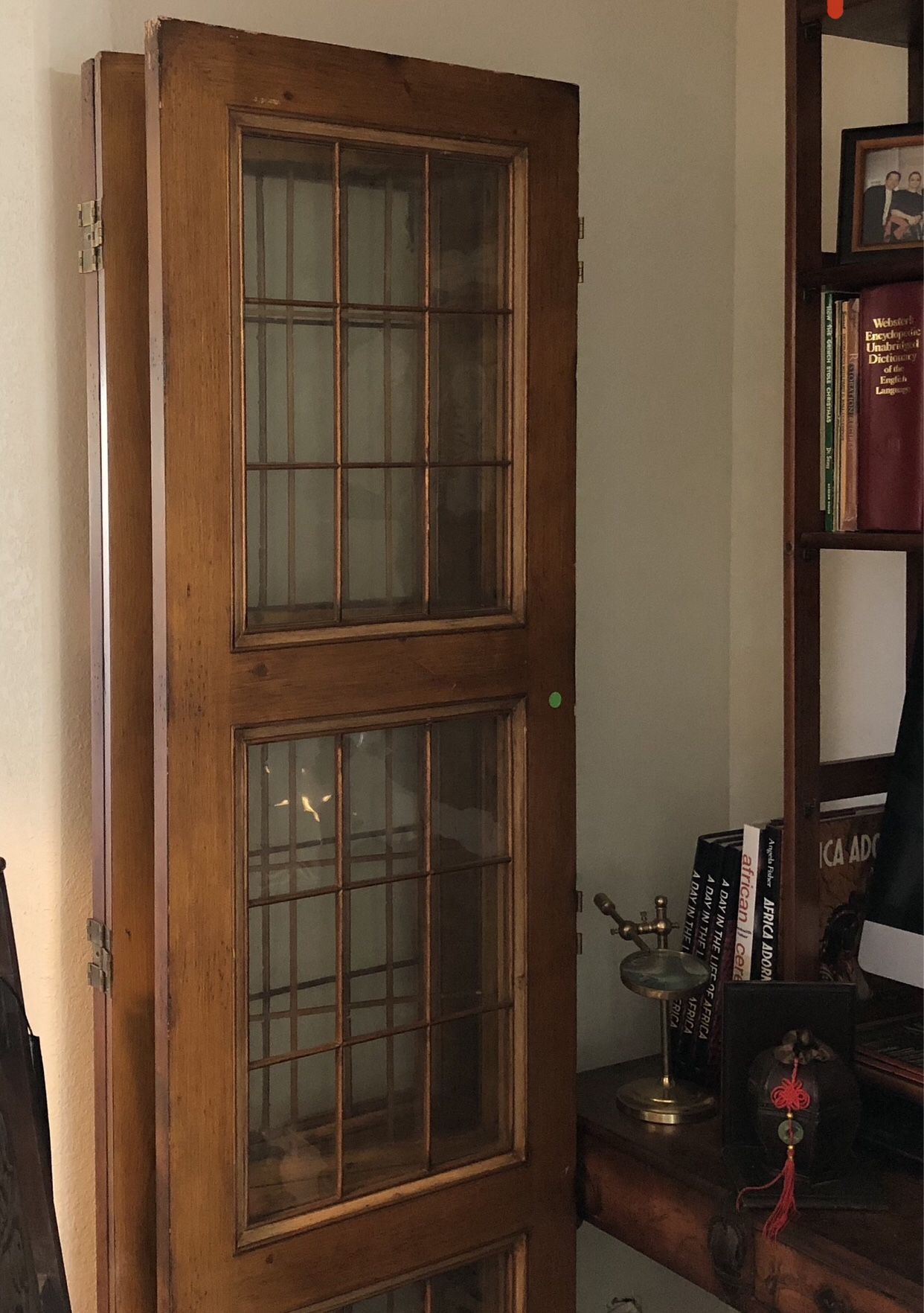 Room Divider Folding Screen Wood & Glass