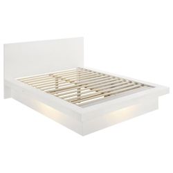 Wood Eastern King LED Panel Bed Snow White