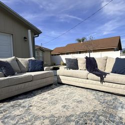 Living Spaces Light Beige Couch Set DELIVERY AVAILABLE 