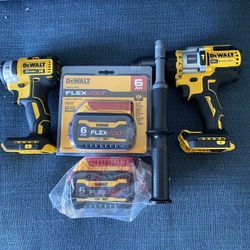 DEWALT XR BRUSHLESS 3 SPEED  HAMMER DRILL + IMPACT DRILL  ( 2 Batteries 6.0 AH )