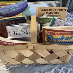 Basket Of Assorted Kids/Adult Books..includes Basket