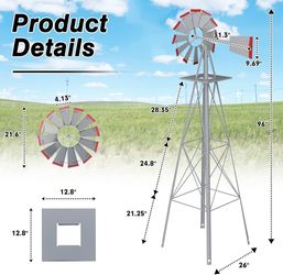 Betterland BFT Metal Windmill Ornamental Spinner Backyard Garden Decoration Weather Vane for Yard Weather Resistant (Grey)