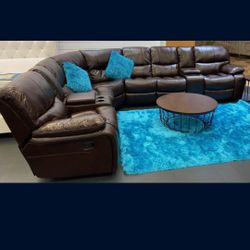 Madrid Brown Leather Reclining Sectional Sofa---$1499---Unreal Pricing!!!---No Credit Needed Financing Available!!!