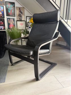 IKEA POÄNG Armchair Black Leather