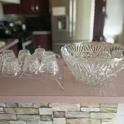 9 Piece Vintage Punch Bowl & Cup Glass Set - Anchor Hocking