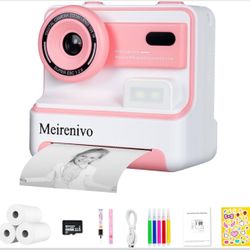 Instant Print Camera for Kids Toddler Camera Print for Girls Boys Age 3-12 2.4 Inch Screen 1080P Selfie 