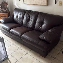 Brown Leather Couch 