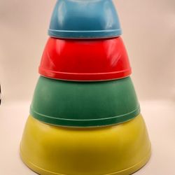Vintage Pyrex Primary Colors Nesting Mixing Bowl Set 4 Bowl Set 1940's