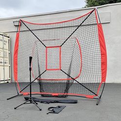 $75 (New in box) Baseball softball (7x7’ net & ball tee set) practice hitting & pitching net w/ carry bag 