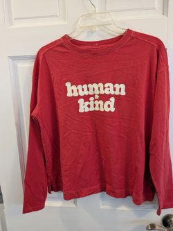 Red 'Human & Kind' Long Sleeve Graphic Tee