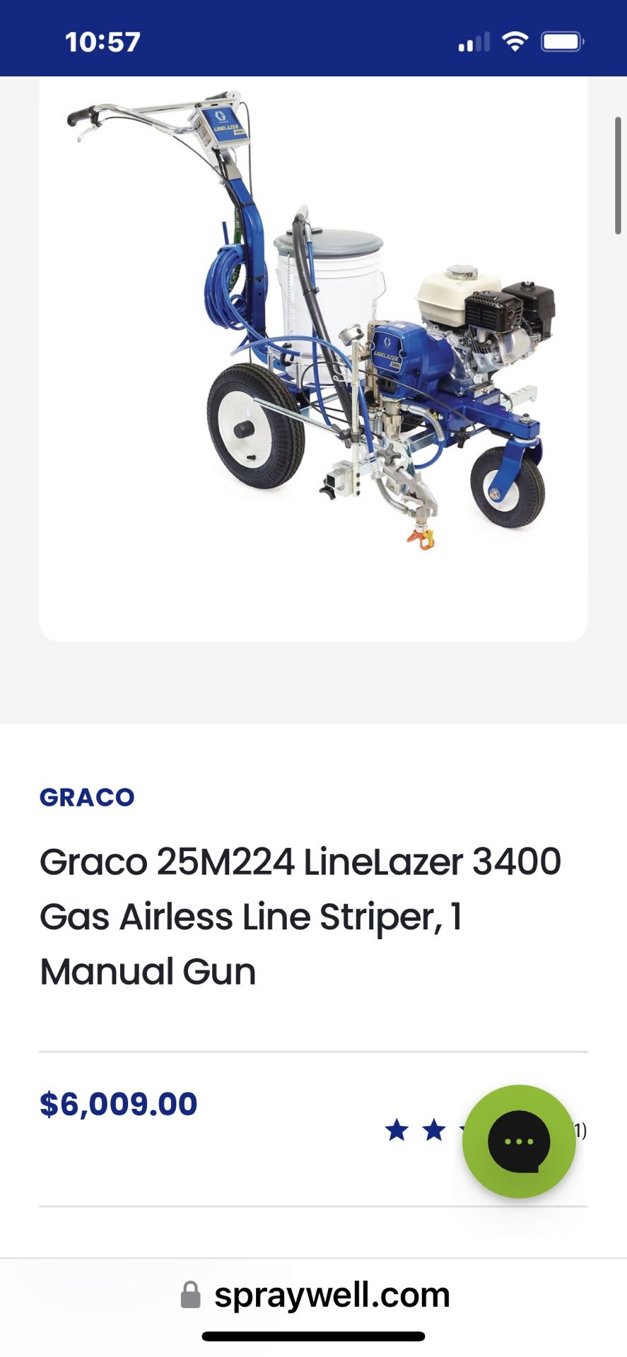 Graco 25M224 LineLazer 3400 Gas Airless Line Striper, 1 Manual Gun
