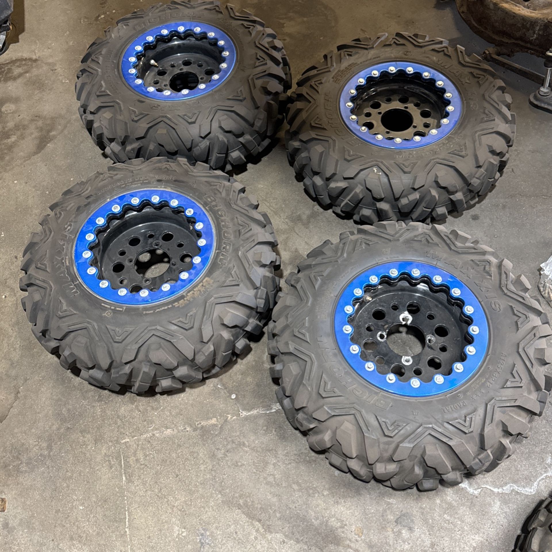 Yamaha Rhino 660 450 700 OMF Beadlock Wheels Rims Tires 12 25x8x12 Maxxis 4x110 Golf Cart