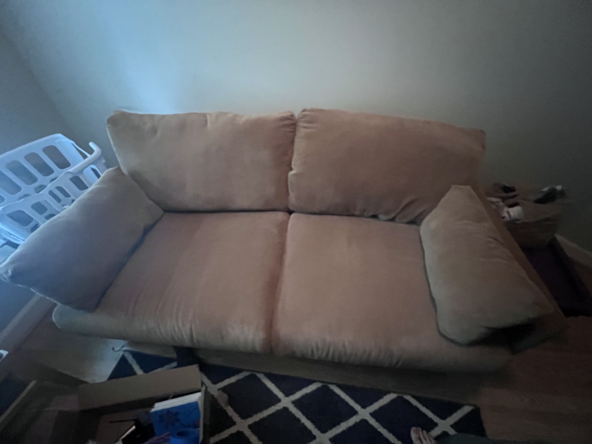Brown Corduroy Loveseat With Pull-Out Bed