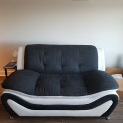 Love Seat and Chair In White And Grey 