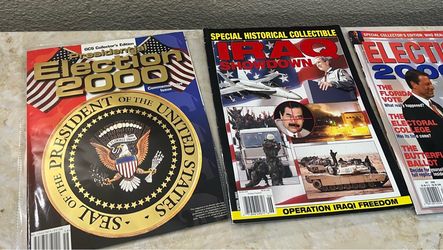 Four Historical or Commemorative Magazine Publications & Collector Editions Focused on the 2000 U.S. Presidential Election & The Early 2000s Iraq War!