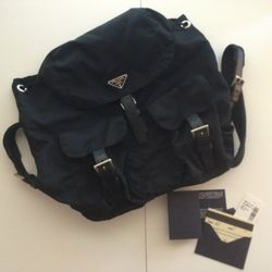 🔥Vintage PRADA LARGE BACKPACK in Black Nylon🔥Complete With Tag, Card and Storage Bag🔥Like New Condition🔥Never Used!🔥