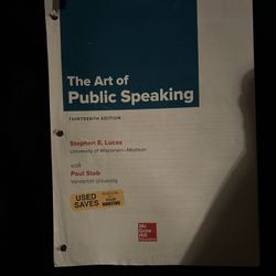 College textbook “The Art of Public Speaking 13th edition” Stephen E. Lucas 
